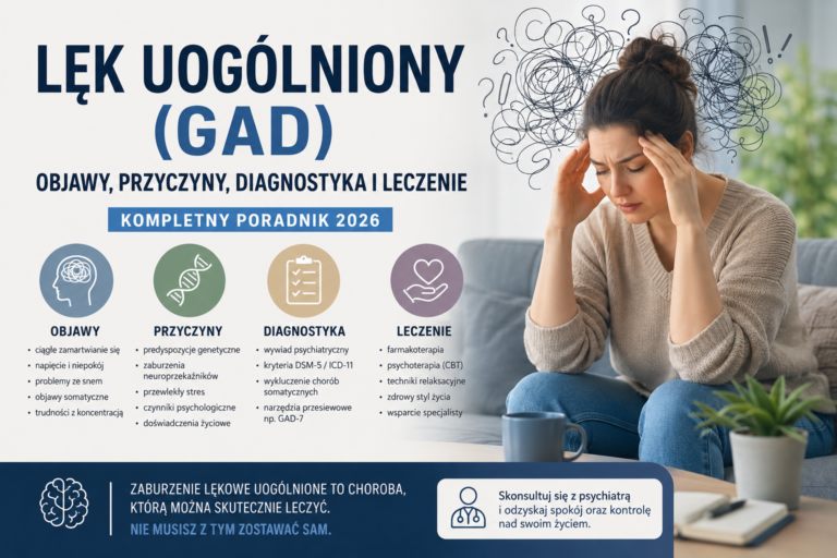 Lęk uogólniony (GAD) – objawy, przyczyny, diagnostyka i leczenie. Kompletny poradnik 2026