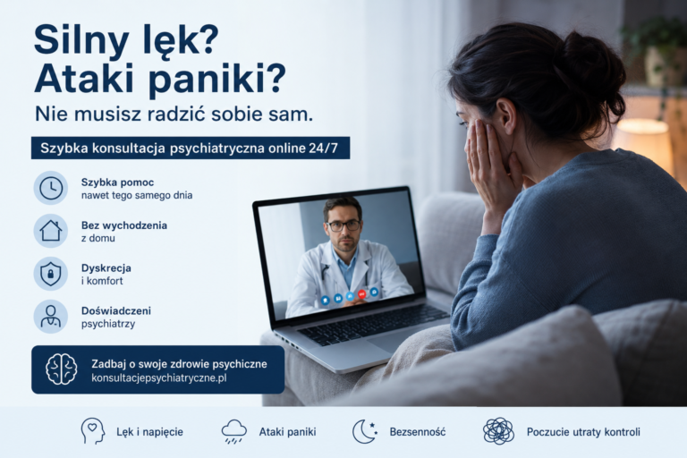Silny lęk i ataki paniki? Szybka konsultacja psychiatryczna online 24/7 w Polsce