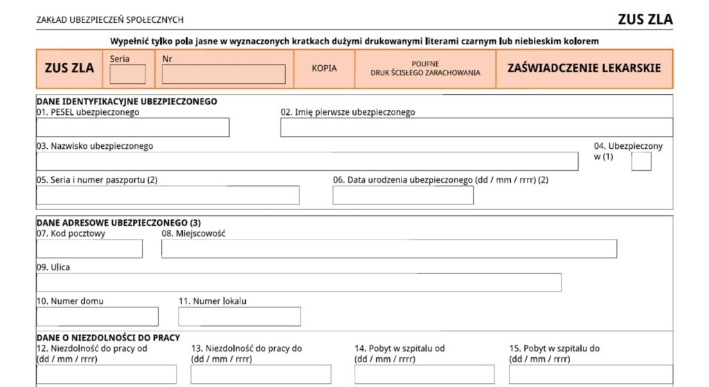 Czy prywatny psychiatra może wystawić zwolnienie lekarskie ZUS ZLA widoczne na tym obrazku?