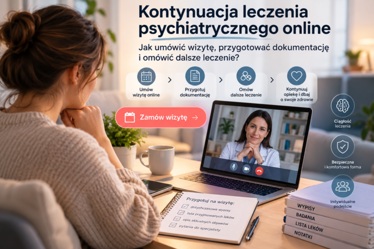 Kontynuacja leczenia psychiatrycznego online – jak umówić wizytę, przygotować dokumentację i omówić dalsze leczenie?