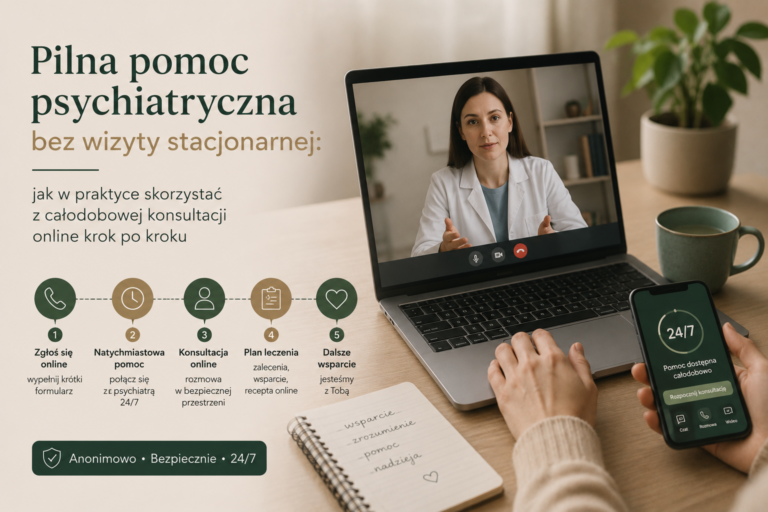 Pilna pomoc psychiatryczna bez wizyty stacjonarnej: jak w praktyce skorzystać z całodobowej konsultacji online krok po kroku